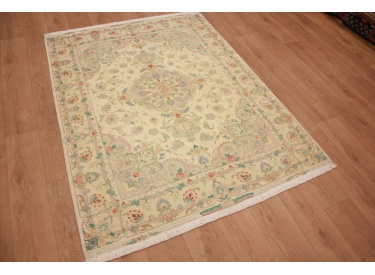 Persian carpet Tabriz with Silk205x157 cm Beige