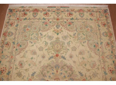 Persian carpet Tabriz with Silk205x157 cm Beige