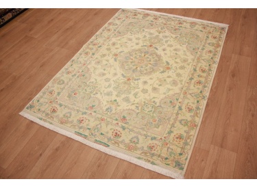 Persian carpet Tabriz with Silk205x157 cm Beige