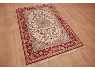 Persian carpet Isfahan with silk 164x109 cm Beige