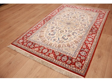 Persian carpet Isfahan with silk 164x109 cm Beige