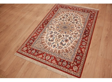 Persian carpet Isfahan with silk 164x109 cm Beige