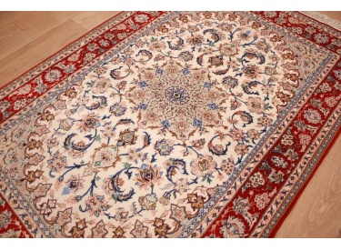 Persian carpet Isfahan with silk 164x109 cm Beige