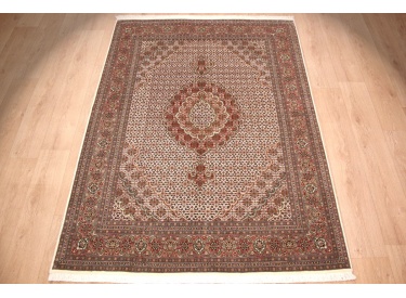 Persian carpet Tabriz mahi with Silk 210x154 cm Beige