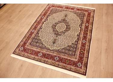 Persian carpet Moud with silk 194xx142 cm Beige