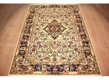 Persian carpet Ghom virgin wool with silk 195x148 cm Beige