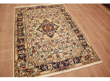 Persian carpet Ghom virgin wool with silk 195x148 cm Beige