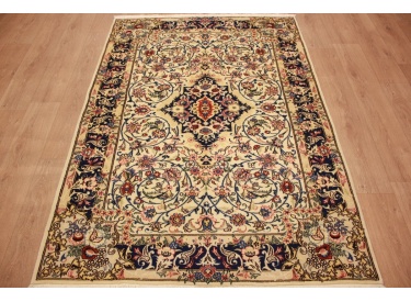 Persian carpet Ghom virgin wool with silk 195x148 cm Beige