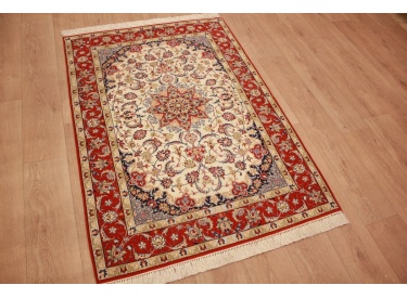 Persian carpet Isfahan with silk 155x108 cm Beige