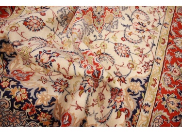 Persian carpet Isfahan with silk 155x108 cm Beige