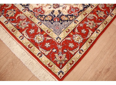 Persian carpet Isfahan with silk 155x108 cm Beige