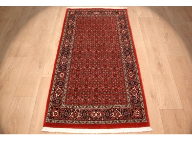 Persian carpet Bidjar virgin wool with silk 151x79 cm Red