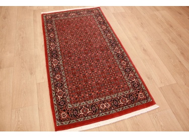 Persian carpet Bidjar virgin wool with silk 151x79 cm Red