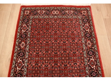 Persian carpet Bidjar virgin wool with silk 151x79 cm Red