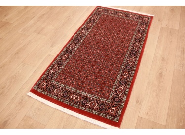 Persian carpet Bidjar virgin wool with silk 151x79 cm Red