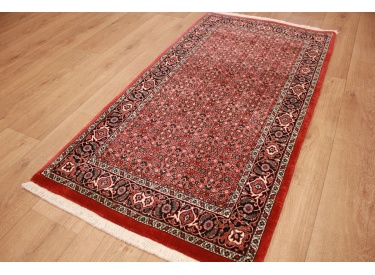 Persian carpet Bidjar virgin wool with silk 151x79 cm Red