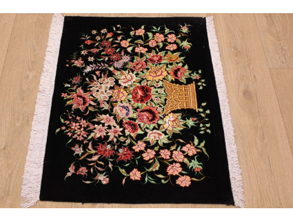 Perser Teppich Ghom reiner Seide 75x58 cm Wandteppich