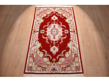 Persian carpet  Tabriz with silk 122x72 cm Red