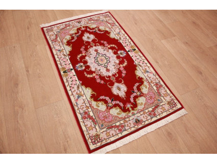 Persian carpet  Tabriz with silk 122x72 cm Red