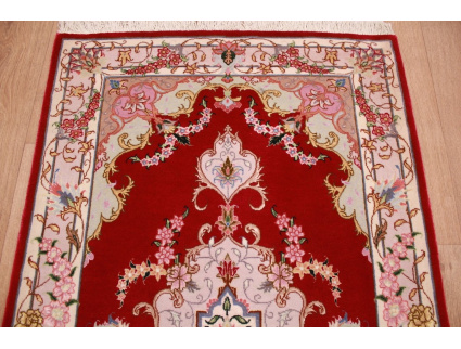 Persian carpet  Tabriz with silk 122x72 cm Red