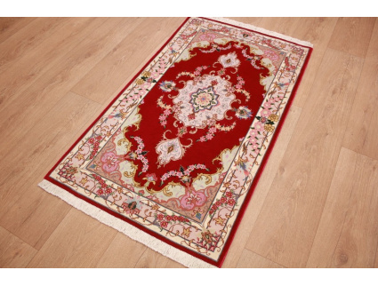 Persian carpet  Tabriz with silk 122x72 cm Red