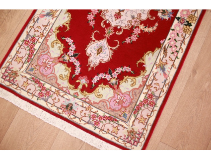 Persian carpet  Tabriz with silk 122x72 cm Red