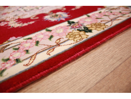 Persian carpet  Tabriz with silk 122x72 cm Red