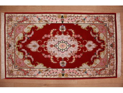 Persian carpet  Tabriz with silk 122x72 cm Red