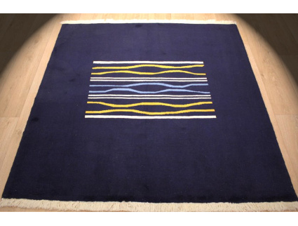 Persian carpet "Gabbeh Loribaf" virgin wool 153x150 cm Dark blue