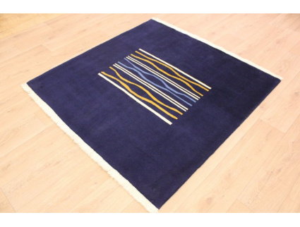 Persian carpet "Gabbeh Loribaf" virgin wool 153x150 cm Dark blue