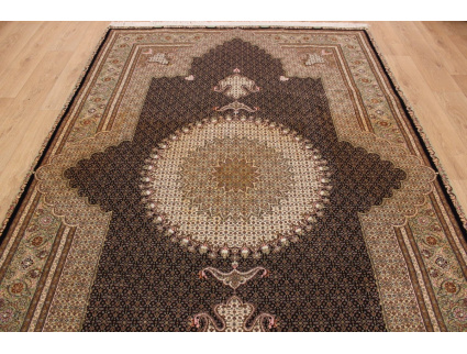 Persian carpet Tabriz Mahi with Silk 320x210 cm black