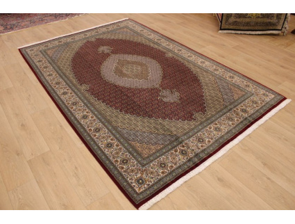 Persian carpet Tabriz mahi with Silk 303x203 cm black