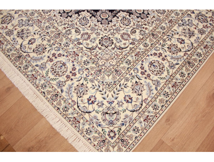 Perserteppich Nain 6la mit Seide 352x254 cm Blau