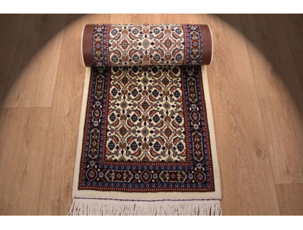 Persian carpet "Moud" virgin wool & Silk 190x47 cm Beige Runner