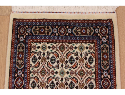 Persian carpet "Moud" virgin wool & Silk 190x47 cm Beige Runner