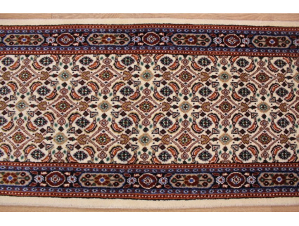 Persian carpet "Moud" virgin wool & Silk 190x47 cm Beige Runner