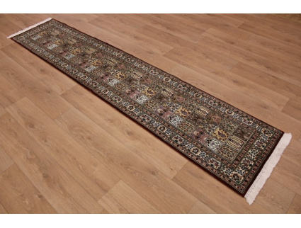 Fine Persian carpet Runner "Moud" with Silk 300x62 cm Red