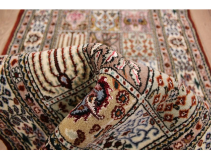 Fine Persian carpet Runner "Moud" with Silk 300x62 cm Red