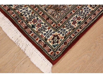 Fine Persian carpet Runner "Moud" with Silk 300x62 cm Red