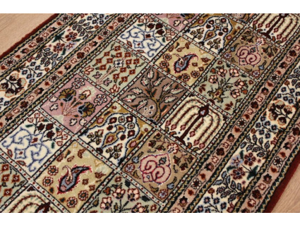 Fine Persian carpet Runner "Moud" with Silk 300x62 cm Red