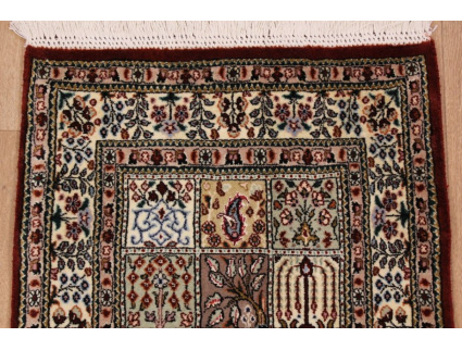 Fine Persian carpet Runner "Moud" with Silk 300x62 cm Red