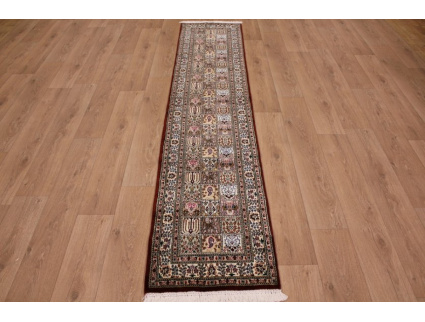 Fine Persian carpet Runner "Moud" with Silk 300x62 cm Red