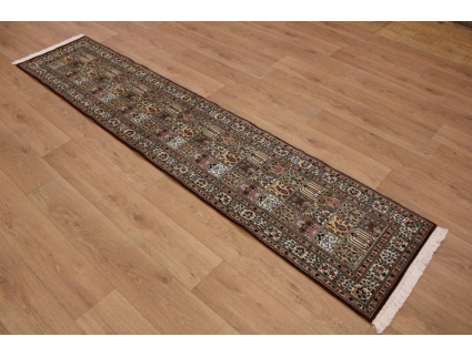 Fine Persian carpet Runner "Moud" with Silk 290x60 cm Red