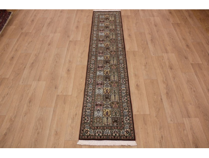 Fine Persian carpet Runner "Moud" with Silk 290x60 cm Red