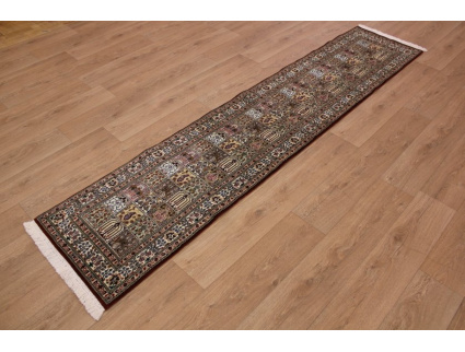 Fine Persian carpet Runner "Moud" with Silk 290x60 cm Red