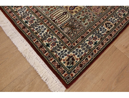 Fine Persian carpet Runner "Moud" with Silk 290x60 cm Red