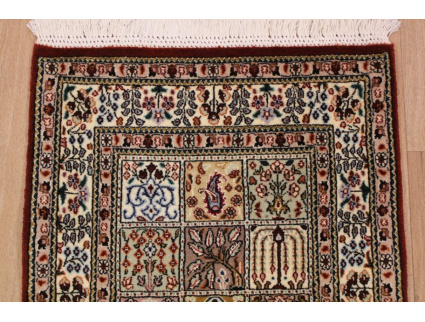 Fine Persian carpet Runner "Moud" with Silk 290x60 cm Red