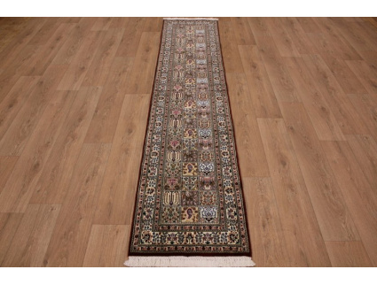 Fine Persian carpet Runner "Moud" with Silk 290x60 cm Red