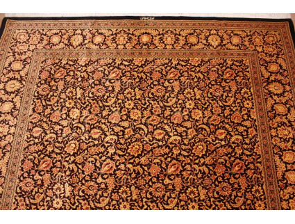 Persian carpet Ghom pure Silk 200x200 cm Black Gold