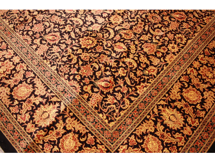 Persian carpet Ghom pure Silk 200x200 cm Black Gold